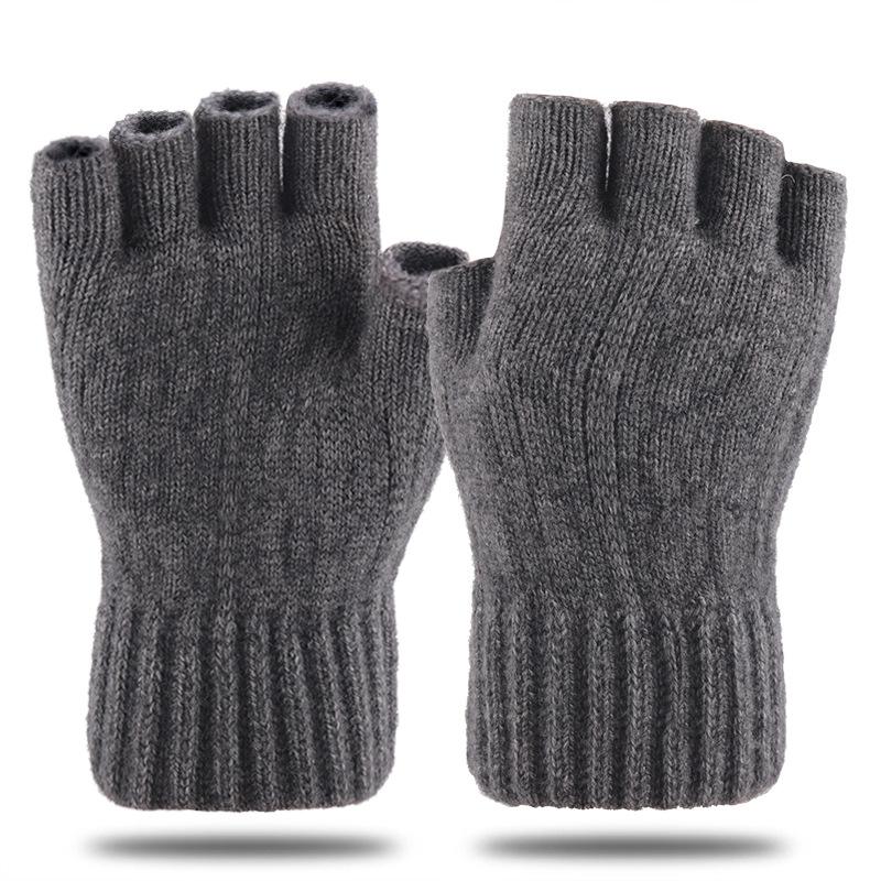 Product Introduction of 1 Pair Half Finger Gloves Knitted Thick Thermal Half Finger Gloves Women Men Winter Warm Glove 16