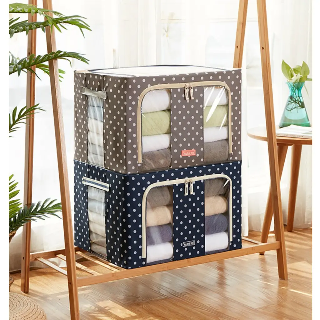 STORAGE BOX 66 POLKA  liters frame baja Double Zipper Large Box 66L YOUFUL BOX Pakaian