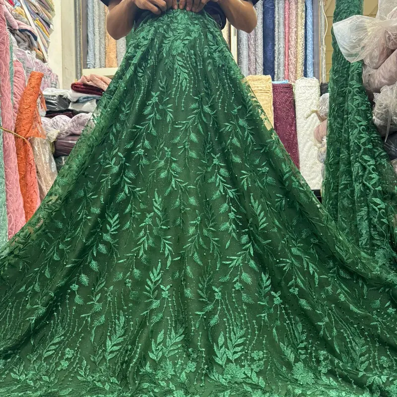 Kain bahan tile akar mutiara bordir atas bawah 135 motif rendam 6
