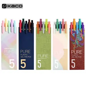 KACO Sign Pen Gel Pen 0.5mm Refill Smooth Ink Writing Durable Signing Pen 5 Colors Vintage Color Macarons Pens Gift Set - 5Pen Color Ink