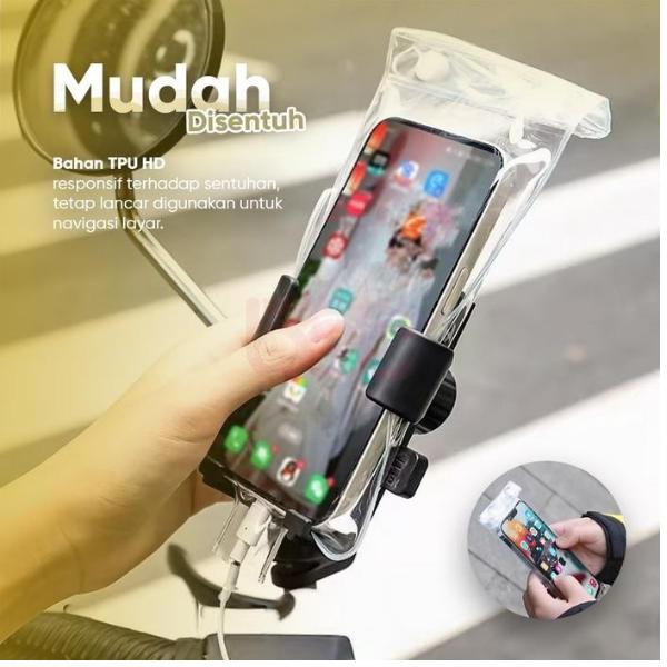 [BEC]Kantong Anti Air HP Sarung HP Rider Anti Air Motif Polos | Cover HP Anti Air Gantung | Tas Pouch HP untuk Motor Anti Air Case icase Penyangga & stiker xundd