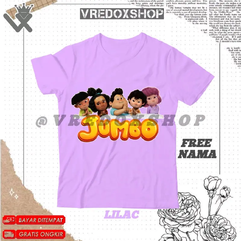 (BISA COD) Kaos Atasan Anak Motif Jumbo Movie Animasi Jumbo Baju Kartun Jumbo Viral 2025 T-shirt Pakaian Fashion Anak untuk Laki-laki dan Perempuan Usia 3-12 Tahun/ Free Nama Distro 4