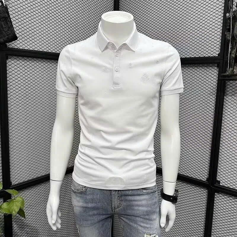 Áo thun nam cổ trụ tay ngắn thêu LOGO cực đẹp vải cotton co giãn thoáng mát trẻ trung năng động Có Cổ Polo Menswear Shirt