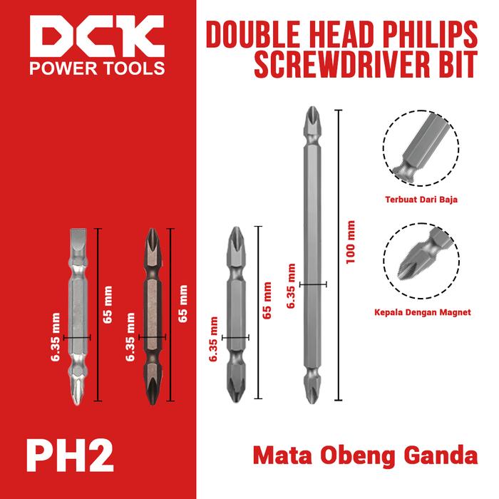 Gambar DCK Double Head Screwdriver Bit / Mata Obeng Ganda Type A/B 65/100 mm dari DCK Power Tools Indonesia Kota Administrasi Jakarta Barat Tokopedia