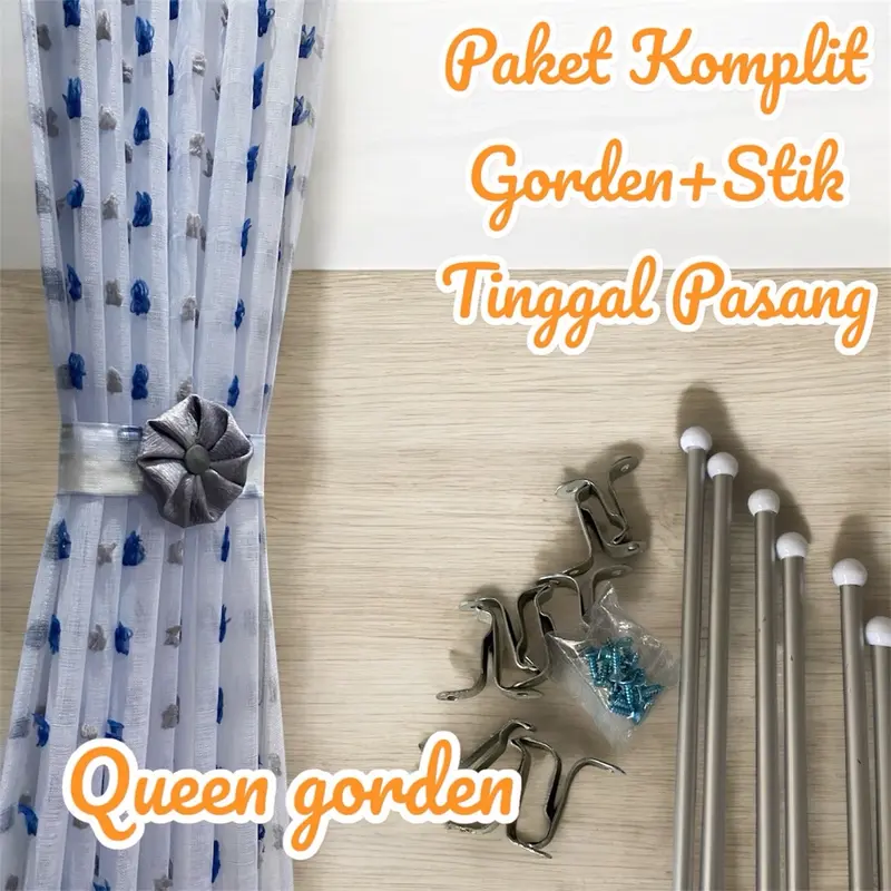 Gorden Kupu-kupu Ikat Pita Jendela Minimalis Fullset Stik - Curtain Pink Vitrase lengkap dengan besinya hordeng 3