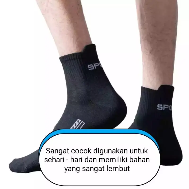 ( sport kuping 3/4 ) 5 pasang kaos kaki olahraga setengah betis pria wanita dewasa 2