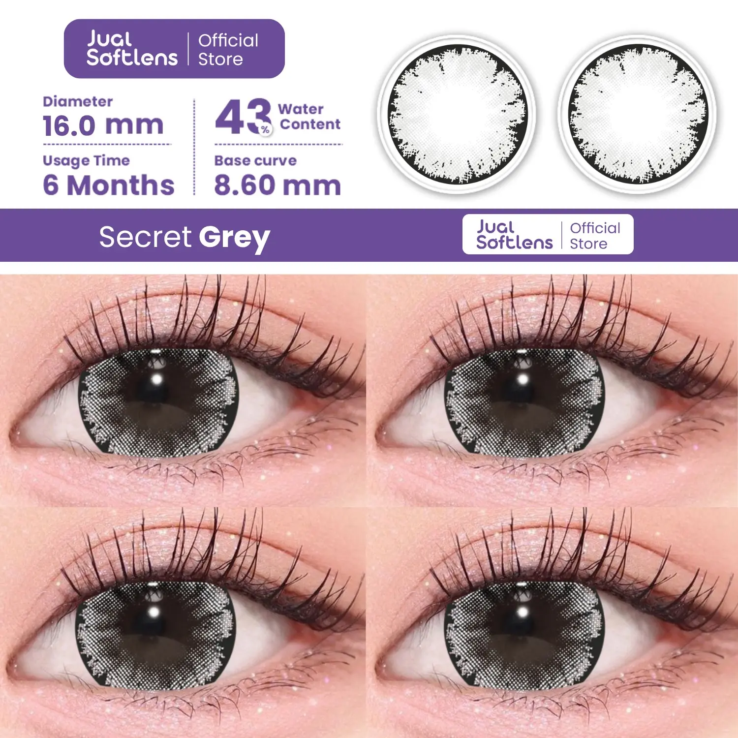 Jual Softlens - JISSEO Secret Normal sampai -8.00 diameter 16.00mm Contact Lens Eye Soflen Lensa Brown softlens  natural softlens grey soft  lens minus