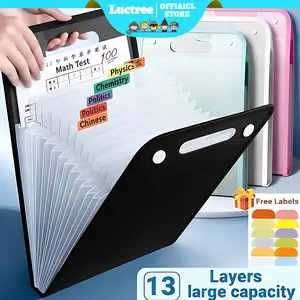 【Luctree】Tas File Handle Tas Dokumen A4 Folder Map Warna Transparan Anti Air Multi Layer Folder 13 Sekat Map