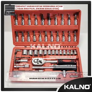 Kunci Sok Set 46 Pcs ( 1/4" ) Kunci 27 Kunci 40 Kunci 10 Socket Wrench Mata Obeng Dilengkapi Box Penyimpanan - Kunci L Set Lengkap Kunci Sok Pas Set Tool Mobil Motor / Universal Lengkap