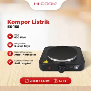 Hi-Cook Kompor Listrik ES-155 600W 5 Level Original New Arrival Terbaru ES155 Hicook Kompor