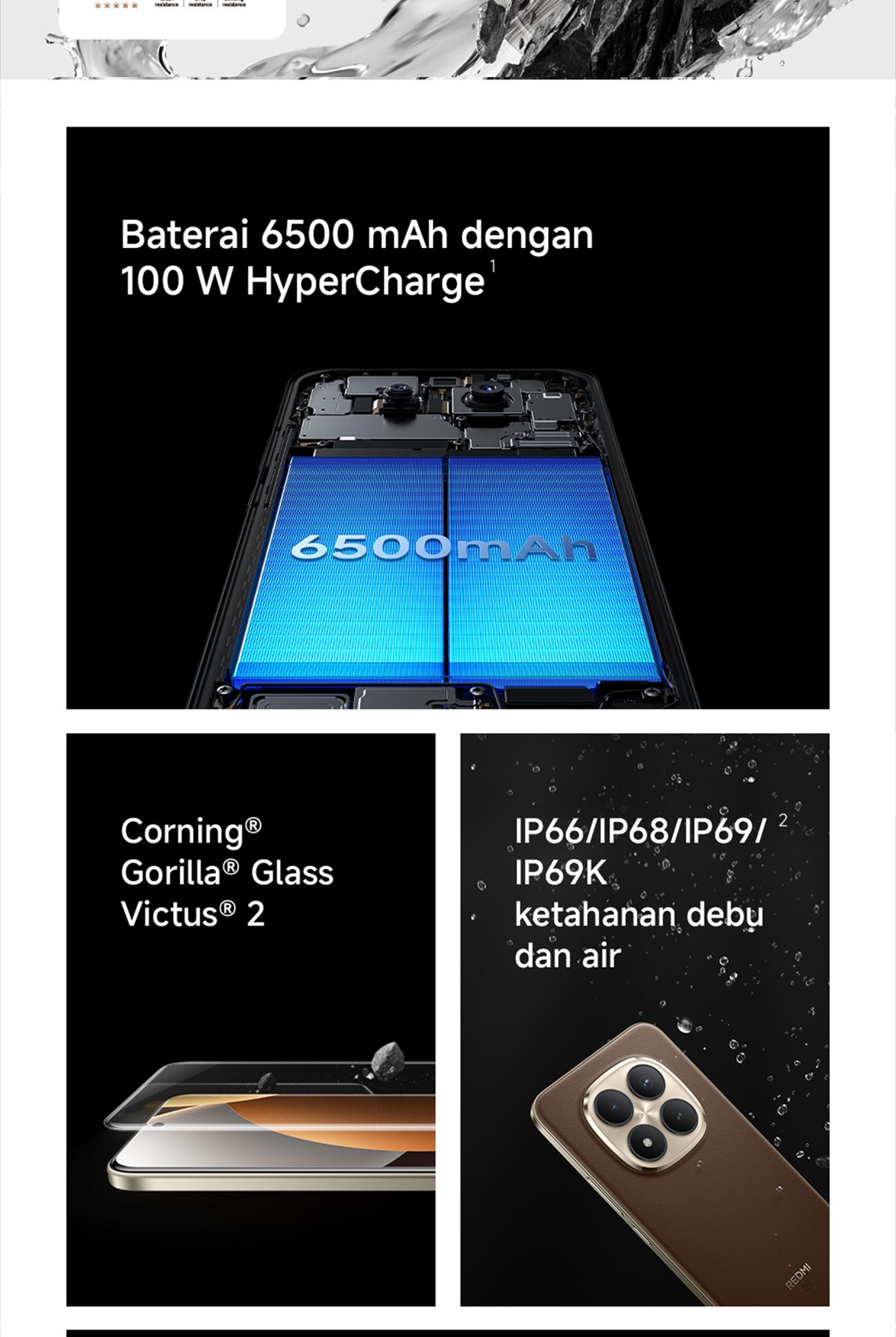 Xiaomi Redmi Note 15 Pro+ 5G (8/256 GB) (12/512 GB) | Baterai 6500mAh dengan HyperCharge 100W | Corning Gorilla Glass Victus 2 | IP69K Ketahanan debu dan air | Kamera baru 200MP dengan kejernihan ultra | Layar AMOLED CrystalRes 6,83" 1.5K[Xiaomi Official]
