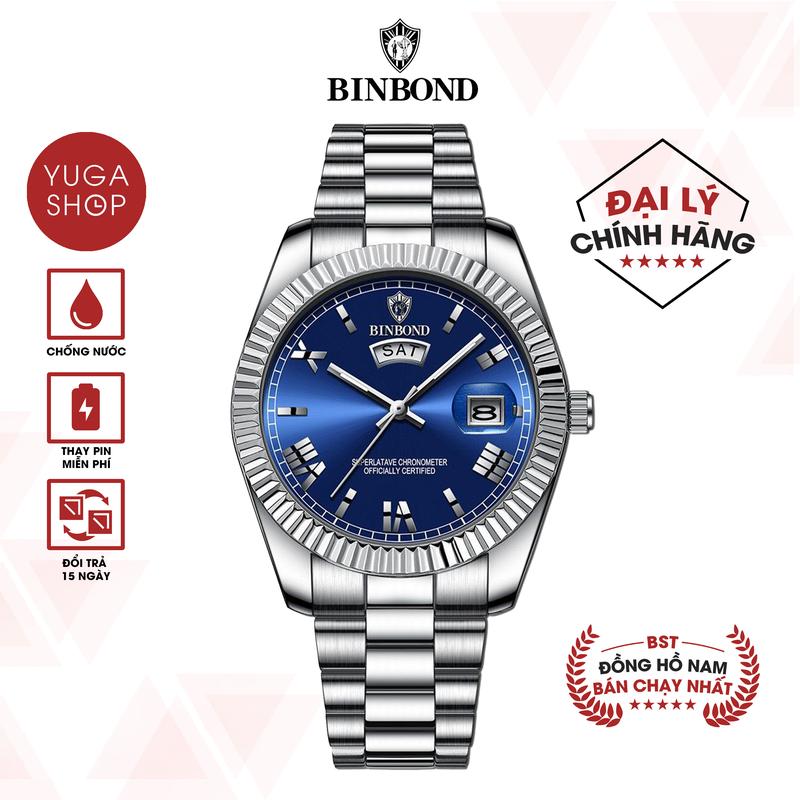 Đồng Hồ Nam BINBOND I26 Thanh Lịch Trẻ Trung Mặt Nhỏ 38mm Sang trọng Chống nước TẶNG FULL BOX HỘP CHÍNH HÃNG DỤNG CỤ CẮT DÂY PIN ĐỒNG HỒ DỰ PHÒNG SỐ LƯỢNG QUÀ TẶNG CÓ HẠN