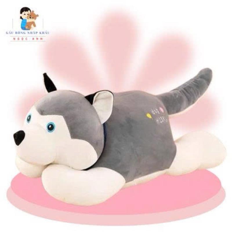 Gấu Bông Chó Xám Nằm Shiba Husky Dễ Thương Đáng Yêu Làm Quà Tặng NGỌC ANH