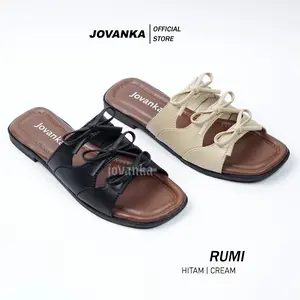 Jovanka Rumi - Sandal Flat Wanita | Sandal Wanita Teplek Kekinian Tali Pita Pijakan Empuk Shoes