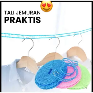 Tali Jemuran Hook Serbaguna / Tali Jemuran Pakaian Ukuran Praktis Serbaguna / Tali Jemuran dengan Pengait Hook