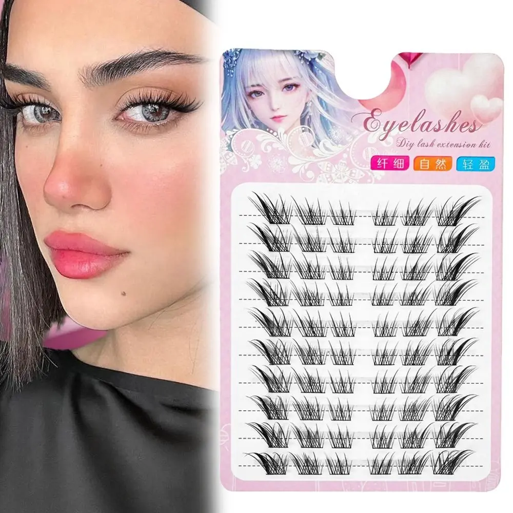 Handmade 3D Cat Eye Clusters Lashes Manga Fox Natural False Eyelashes Wispy DIY Lash Extensions Individual Lashes for Eyelash Extensions