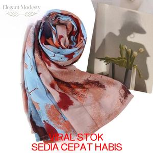 Kain Tudung Kapas BerCorak Marmar Digital Berkualiti Tinggi Premium Yang Tidak Luntur, Koleksi Eid Diamond Cotton Mermaid Luxe Kirana, Termasuk Klip Pengikat, Untuk Dewasa, Remaja, Kanak-Kanak, Voile Chiffon Curve Ruffle