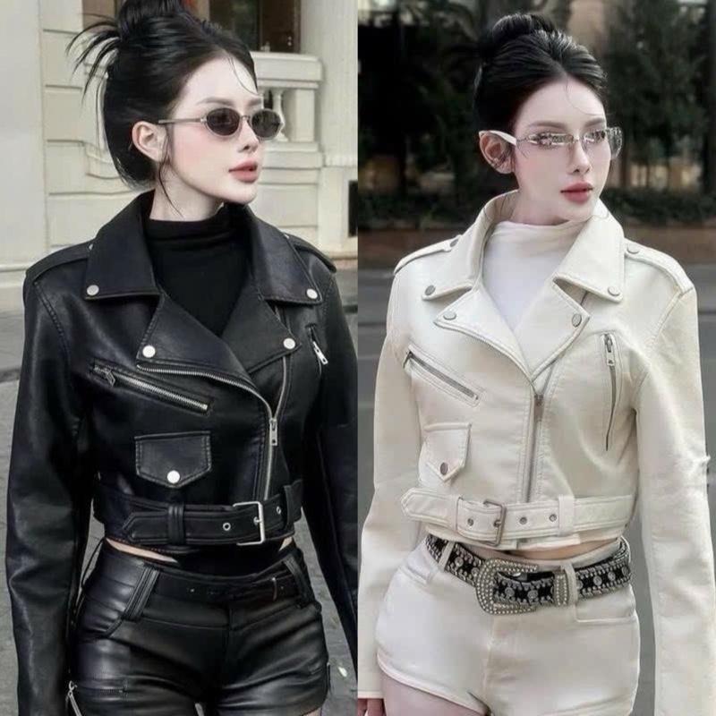 TATTA Jeans | Áo Khoác Da Croptop 3 Màu Cao Cấp Hàng QC