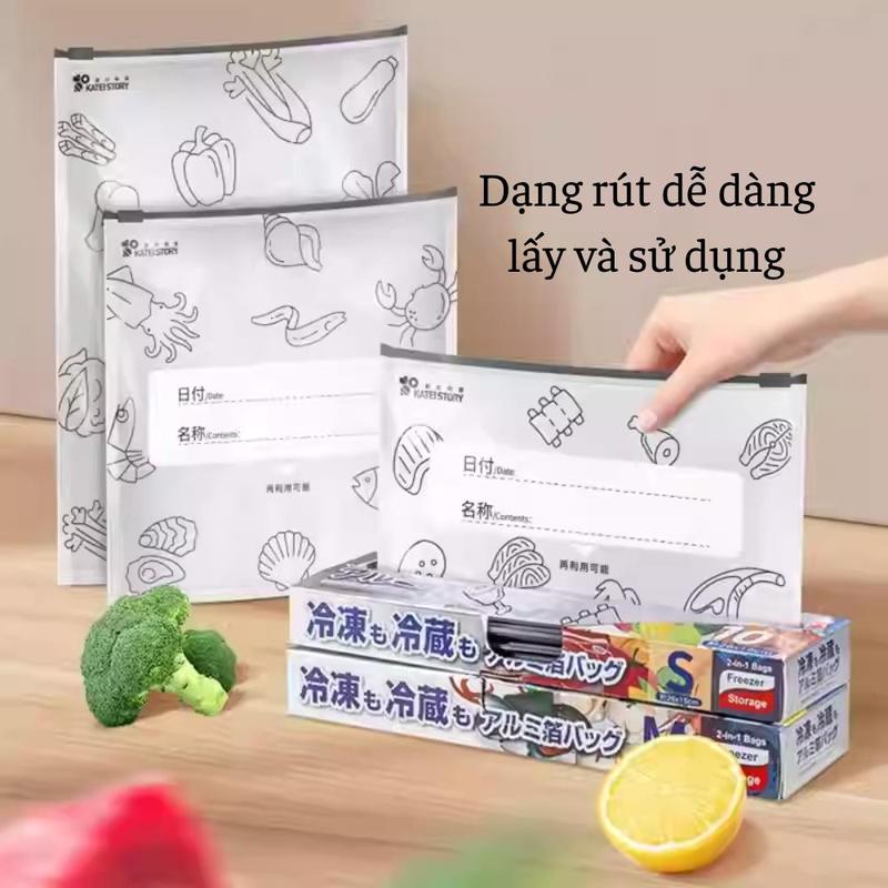Set 50 Túi Zip Bạc Đựng Thực Phẩm Tươi Sống, Chất Liệu Nhôm Titan Có Khoá Tiện…