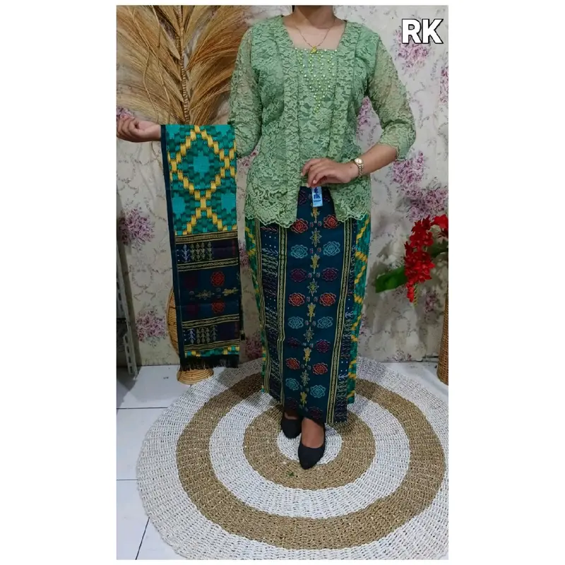 Set Rok Selendang katun&bluss renda 0