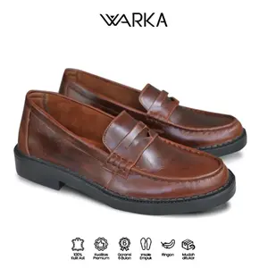 Warka Benny Sepatu Formal Kulit Asli Brown Series Pria Pantofel Shoes Karet Coklat9