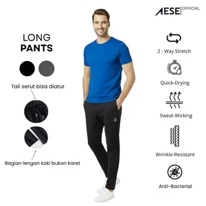 AESE Celana Panjang Hitam Unisex Nyaman Menyerap Keringat Bahan Nilon Premium Stretch Adem Lembut YR-1  Keren