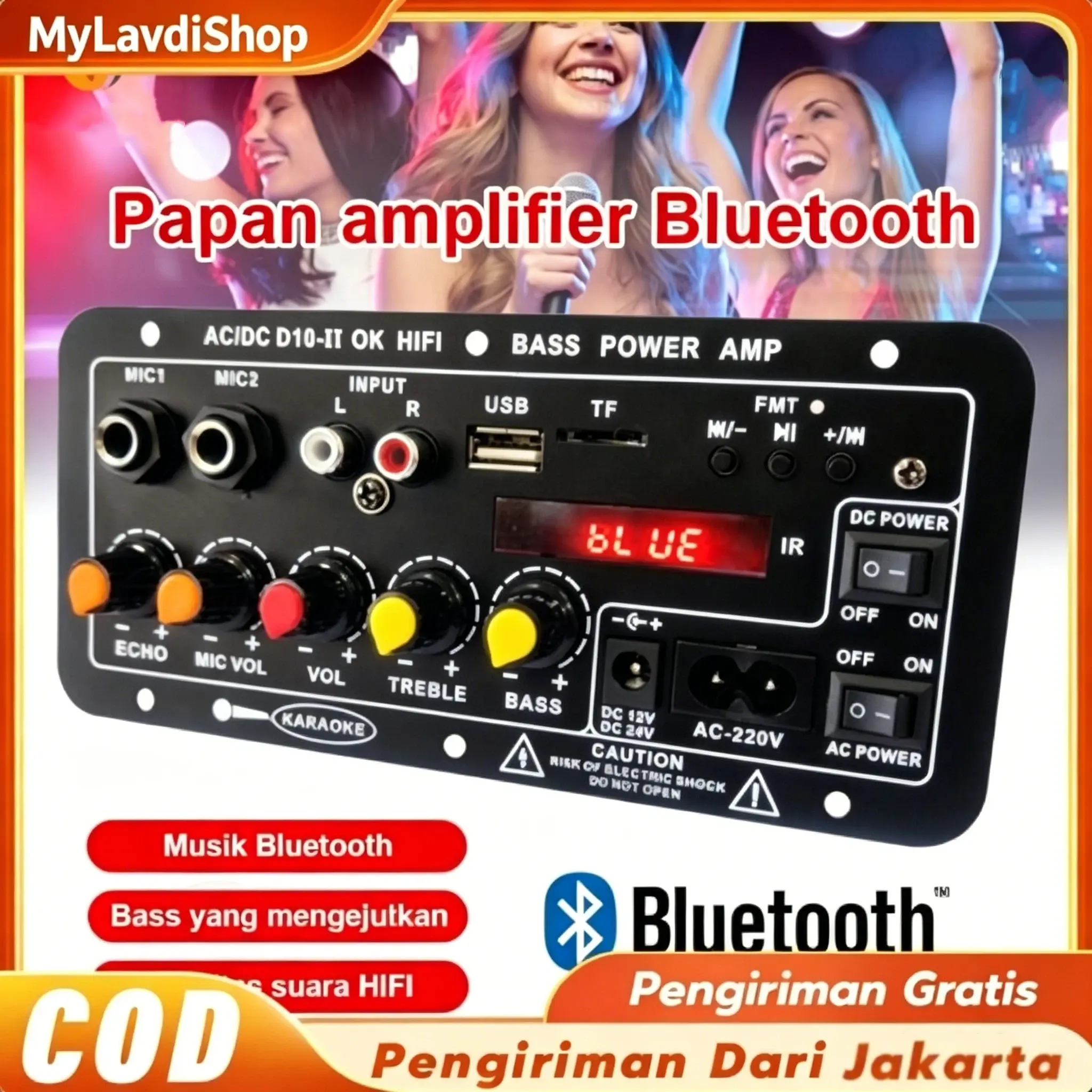 [Model Terbaru] D10 Ⅱ 900W Amplifier Board Tampilan Digital Power Amplifier Board Untuk 8-12 Inci Speaker AC 220V-DC 12V-24V Bluetooth 5.0 Karaoke Audio Bluetooth USB FM Radio Player Subwoofer Mixer