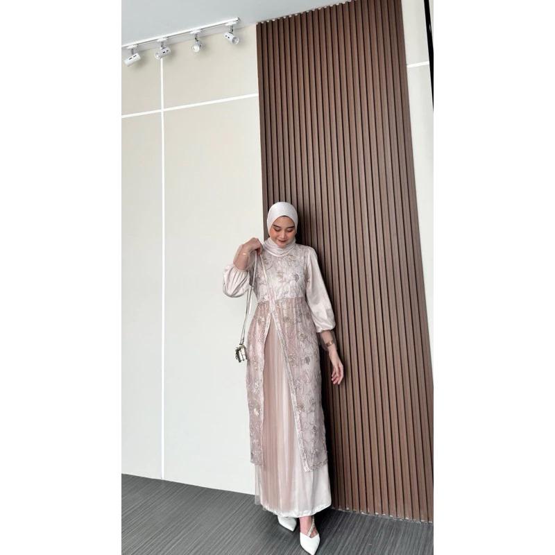 KINARA DRESS SILK MIX TILLE GARDEN BUSUI FRIENDLY Wanita Muslim Dewasa Kondangan Pesta Gamis Remaja 6