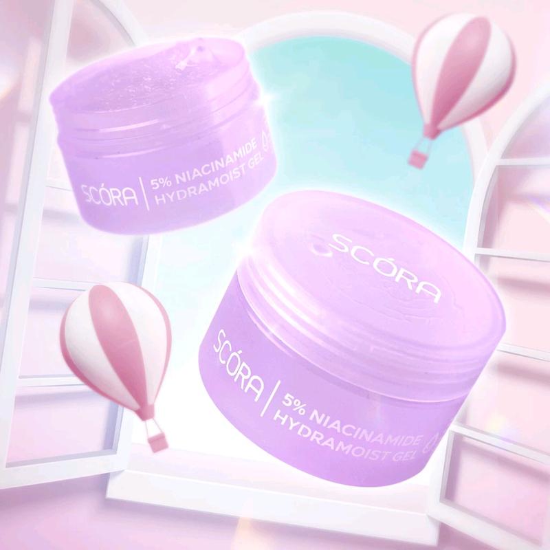 SCORA 5% Niacinamide Hydramoist Gel 40ml Pelembab Wajah yang Mencerahkan Kulit Memperbaiki Skin Barrier dan Perfecting Make Up moisturizer 3x mencerahkan 2