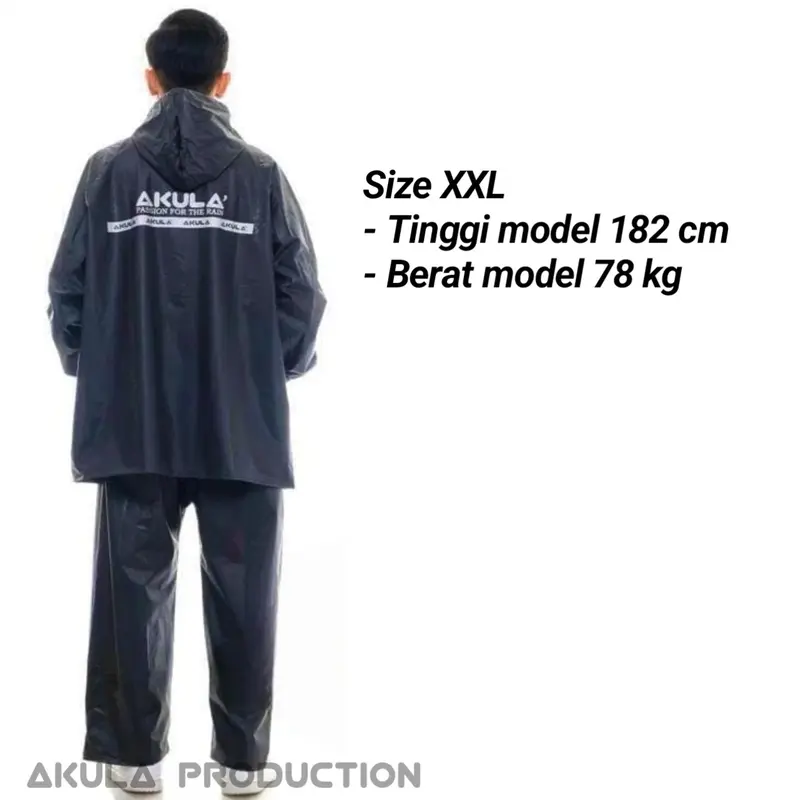 Jas Hujan Mantel AKULA Setelan Pria Wanita Tebal Elastis Bahan  Pvc Anti Rembes 6