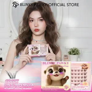 [BLINKY PAWKY] Bulu Mata Palsu Tanpa Lem Blinky & Versatile | Gaya Manis-Seksi, Curl C, Tidak Iritasi, Dilepas Mudah Tanpa Merusak Bulu Asli, Panjang Korea 9-12mm, Extension, Anti Keringat & Air