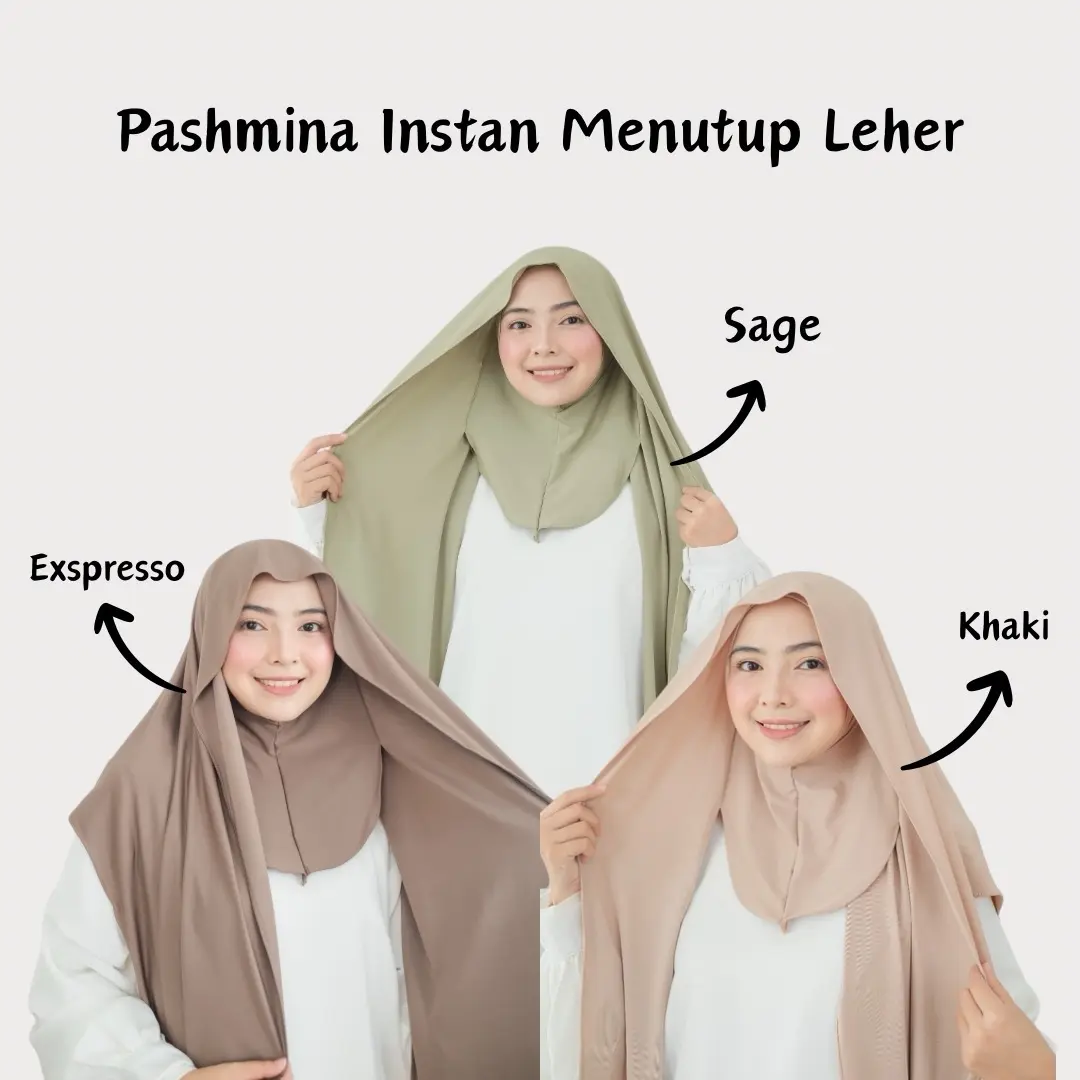 Pashmina Instan Menutup Leher Bahan Jersey Tebal Kerudung Muslim Cantik Nyaman Panjang