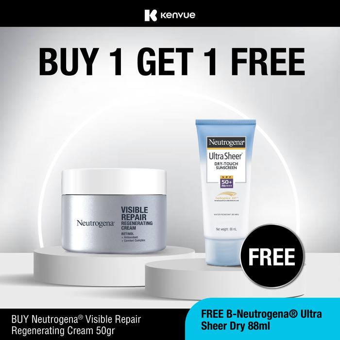 Gambar [BUY 1 GET 1] NEUTROGENA Visible Repair Regenerating Cream 50g -  Facial Moisturizer - Skincare Retinol Anti Aging FREE Neutrogena Ultra Sheer Dry 88ml dari Neutrogena Indonesia Kota Administrasi Jakarta Timur Tokopedia