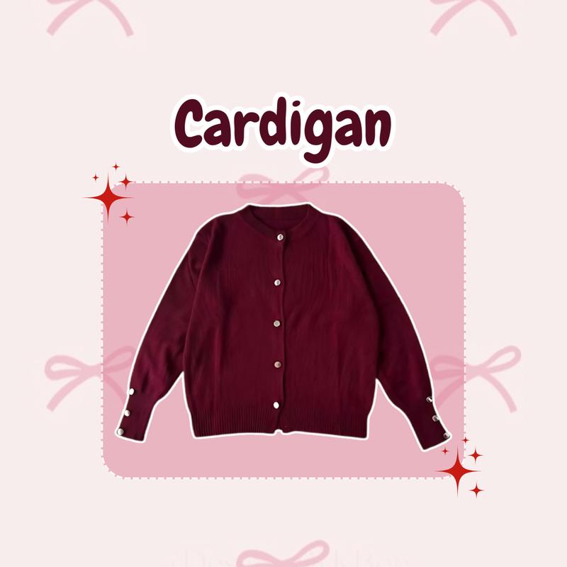 One Set Wanita Setelan Kekinian (Cardigan Rajut + Celana Knit + Hijab) OOTD Feminine Girl - DS082 N  Panjang Casual Oversize 5