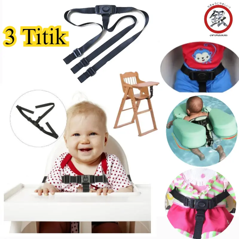 3 Titik Sabuk Pengaman Bayi Adjustable / Sabuk Kursi Makan Bayi Belt /Seat Belt Baby Chair Adjustable/ Sabuk Kursi Bayi Pengaman Baby Untuk Penggunaan Harian