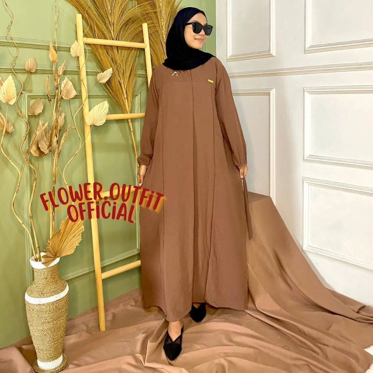 ELSIRA GAMIS muslim wanita | Cringkel Airflow+ Bonus Bross By Flower.Outfit Cantik Karet