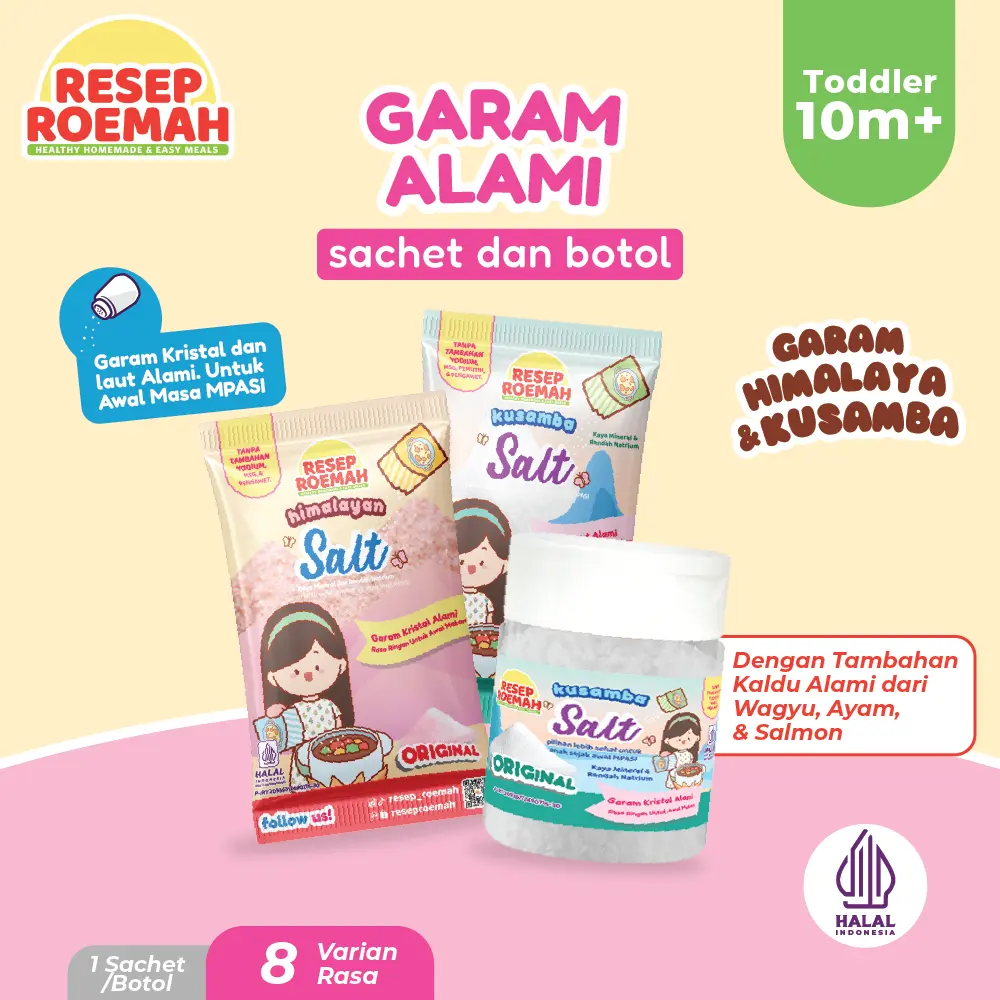 Resep Roemah / Garam Bumbu MPASI No MSG / Garam Bumbu dengan Paduan Kaldu Ayam, Wagyu, Salmon, Udang / Garam Himalaya & Kusamba / Garam Murni Organik / Tanpa MSG, Tanpa Pengawet & Pewarna / Bahan Alami, Gurih & Praktis untuk MPASI & Masakan Anak