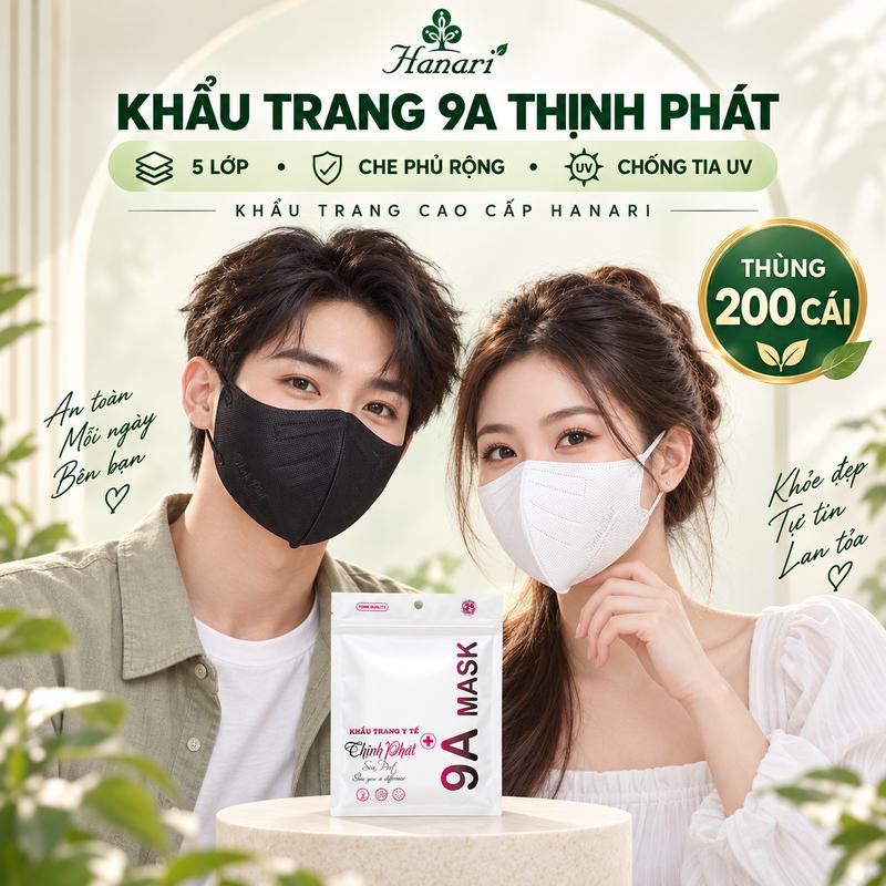 Khẩu Trang 9A THỊNH PHÁT 5 Lớp Che Full Toàn Mặt, Chống Nắng Ngăn Bụi Mịn, Tia UV