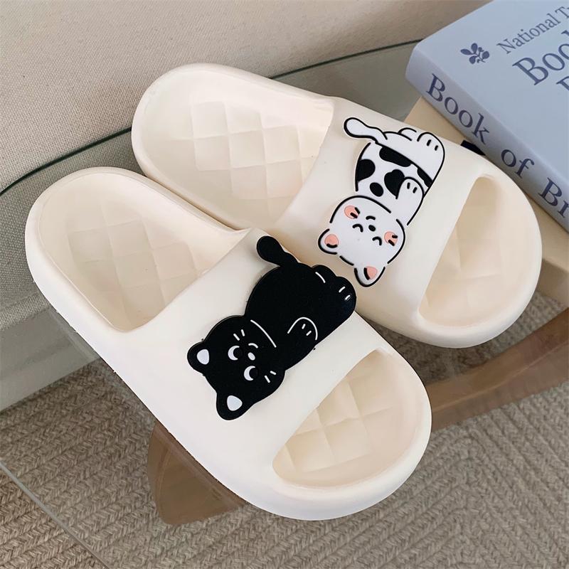 Dép Lê Cặp Đôi Mèo Đen Trắng Hoạt Hình Dễ Thương, XIXITIAO, Chất Liệu EVA, Không Trơn Trượt, Khử Mùi, Đế Mềm, Unisex, Có 5 Màu, Cỡ 34-47, Thích Hợp Sử Dụng Tại Nhà 4