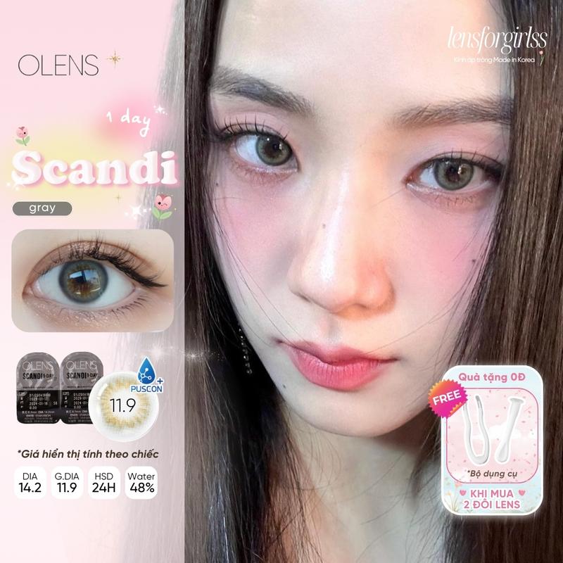 OLENS Kính áp tròng 1 NGÀY SCANDI GRAY chính hãng KOREA | Lens cận 1 ngày | LENSFORGIRLSS