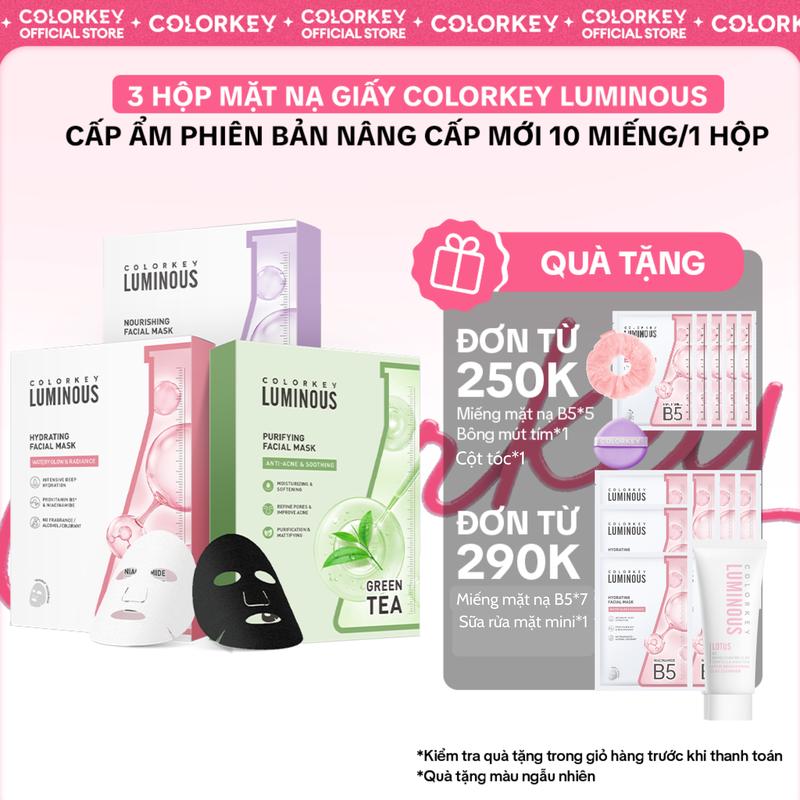 [CHẢNH BEAUTY] COMBO 3 HỘP Mặt Nạ Giấy COLORKEY LUMINOUS hỗ trợ Cấp Ẩm Da PHIÊN BẢN NÂNG CẤP 10 miếng/ hộp