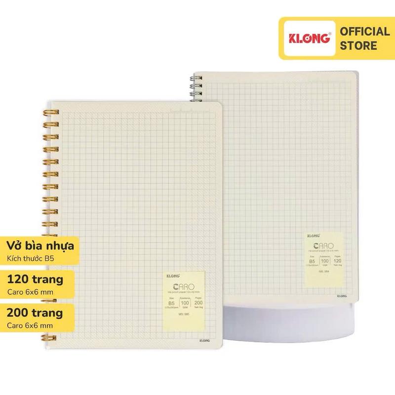  Sổ lò xo Klong bìa nhựa A5-A6-B5 | Caro - Kẻ ngang 