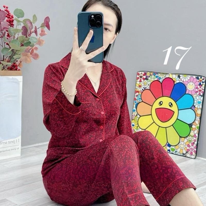 Đồ Bộ Pijama Tay Dài Quần Dài Ống Suông Vải Lụa Mango Size từ 46-75 kí