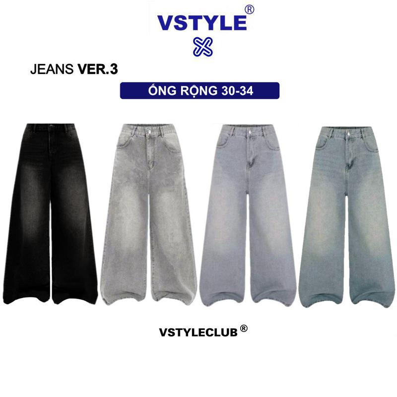 VSTYLE - Quần Jeans Ver.3 Ống 30-34cm ,Suông Ống Rộng Wash Cạp Cao ,Form Rộng…