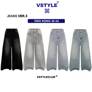VSTYLE - Quần Jeans Ver.3 Ống 30-34cm ,Suông Ống Rộng Wash Cạp Cao ,Form Rộng ,Quần Bò Ống Rộng Suông Lưng Cao , Form Unisex Nam Nữ