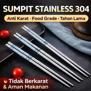 Sumpit Stainless Steel 304 Anti Karat | Sumpit Besi Premium 22CM Tahan Lama