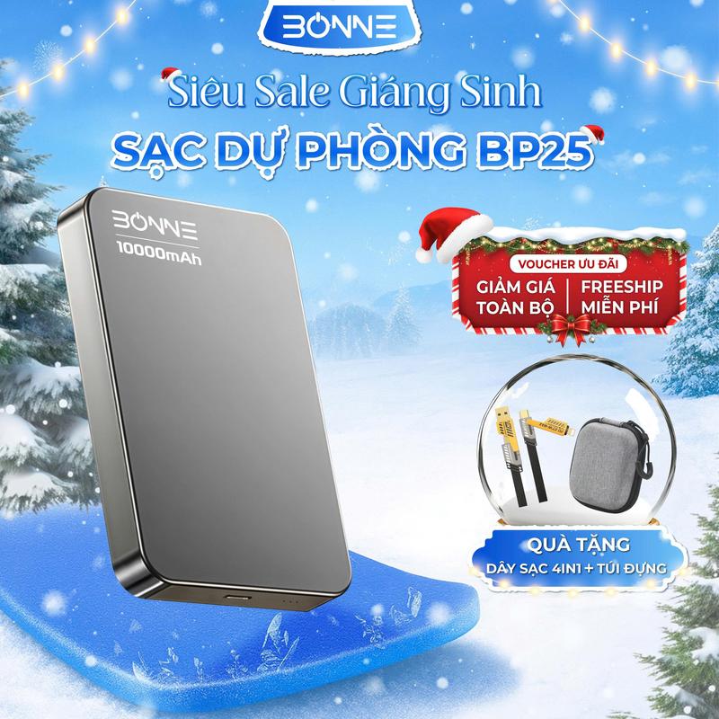 BONNE MN - Tặng Túi Đựng Cao Cấp & Dây Sạc 4in1 - Sạc Dự Phòng BP25 Siêu Mỏng Chính Hãng By Bonne TECHNOLOGIQUE Sạc Dự Phòng Siêu Mỏng 5000 mAh 10.000 mAh Hỗ Trợ Sạc Nhanh Bảo Hành Chính Hãng 12 Tháng