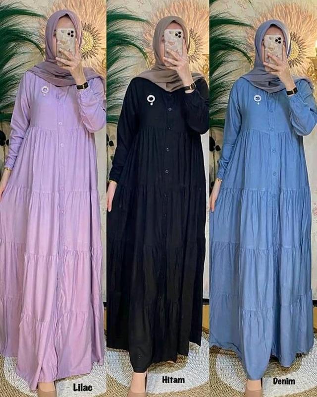 gamis susun rayon polos gamis super adem 1