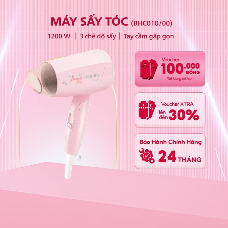 Máy Sấy Tóc PHILIPS BHC010/00, Công Suất 1200 W, 3 Chế Độ Sấy, Bảo Hành 24 Tháng