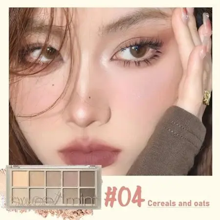 SWEETMINT Bảng Phấn Mắt 10 Màu Sắc Tông Lì / Hiệu Ứng Ngọc Trai Chống Thấ, Phấn Mắt, Trang Điểm Cosmetic Mỹ Phẩm, Có Thể Trộn, Mịn Như kem 20g 7